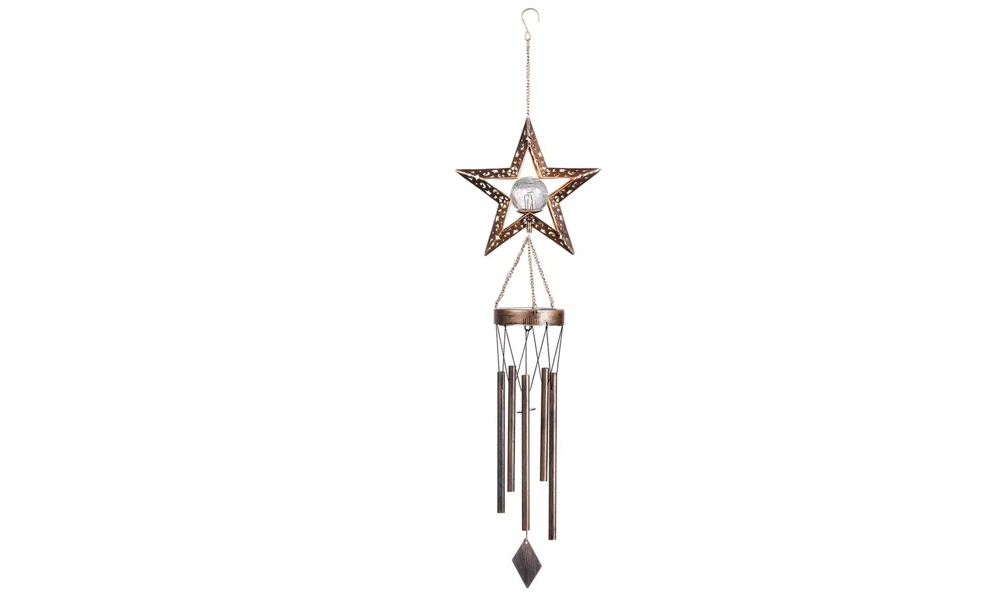 Solar Wind Chimes Outdoor Garden Waterproof Metal LED Hanging Chime Decor