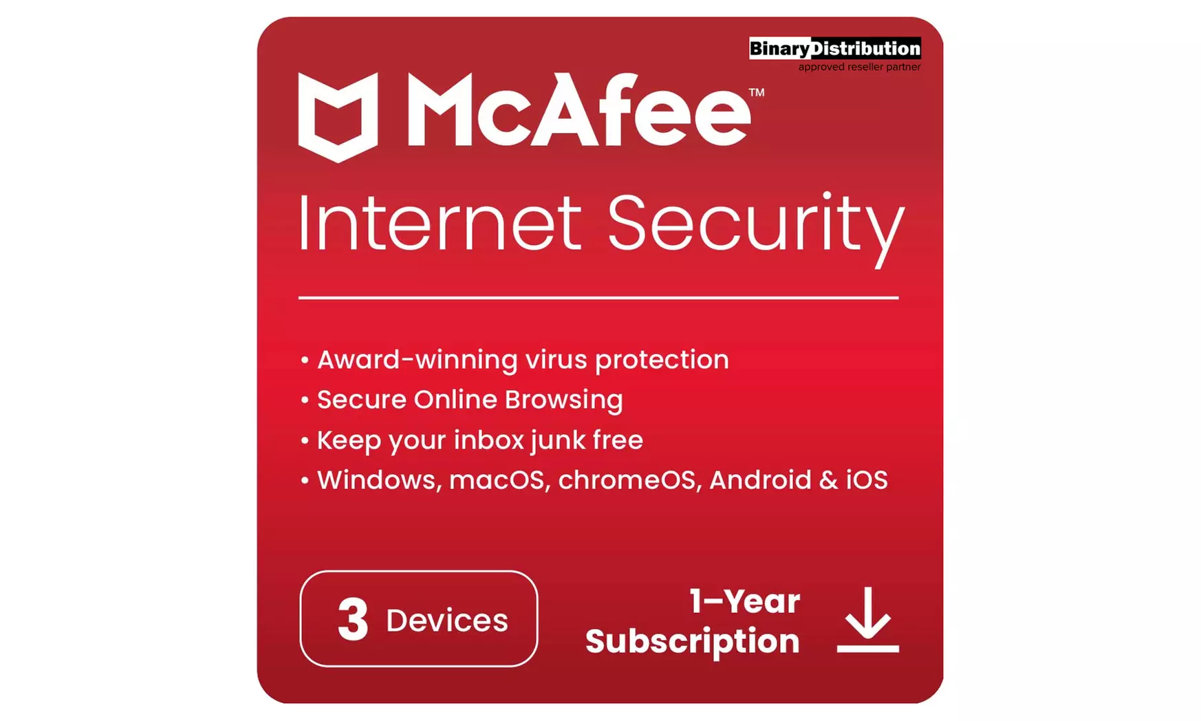McAfee Internet Security 2025 für 1 oder 3 Geräte als Download