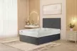 Plush Velvet Divan Bed Base  - with Sprung Memory Foam Mattress and Headboard Options - Second Medium