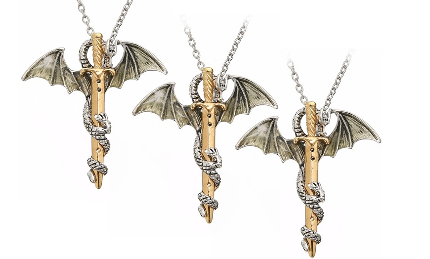 Image 3: Dragon with Sword Necklace