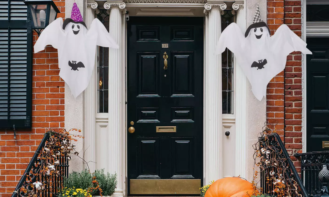 2PCS Large Halloween Hanging Ghost Windsocks Outdoor Yard Decoration
