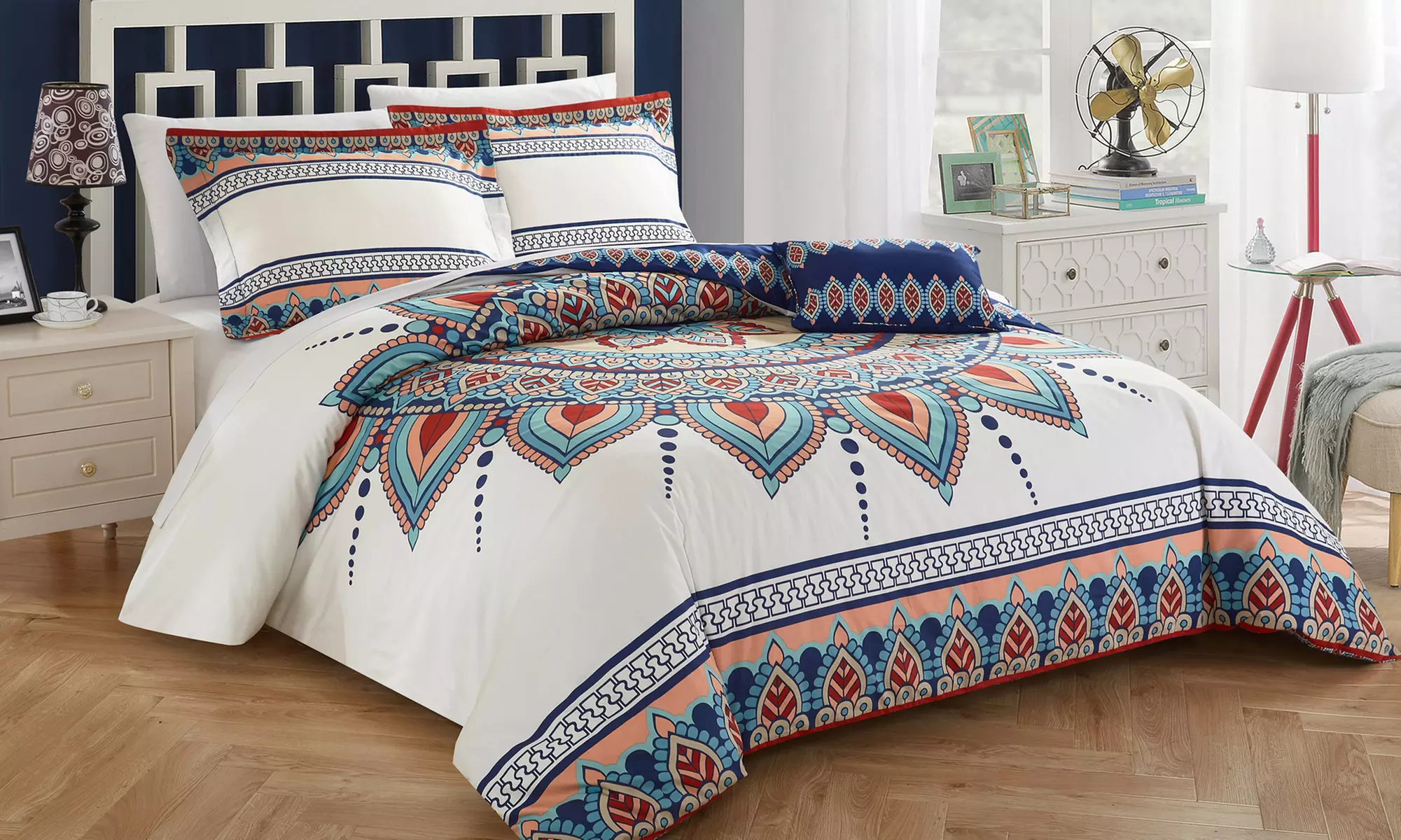 Weston 100% Cotton Boho Printed Reversible Duvet Cover Set (4-Piece) - Primary Image