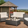Image 1: Tuscany Four-Seater Rattan-Effect Garden Furniture Set