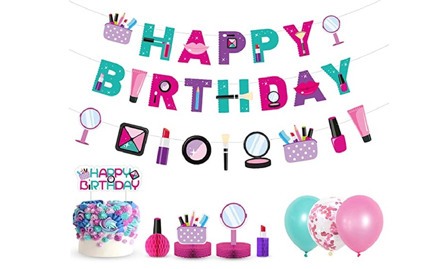 Image 4: Make-Up-Themed Birthday Decoration Set