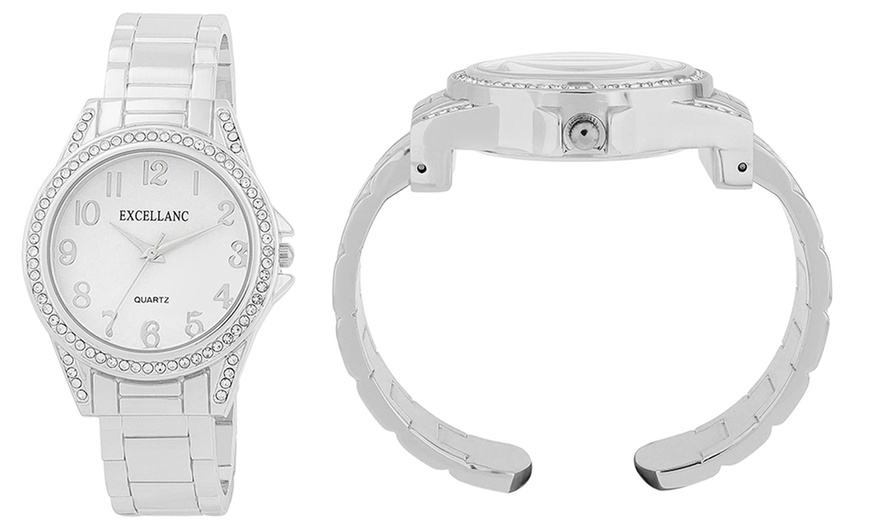 Image 2: Reloj de pulsera analógico con piedras brillantes de Excellance