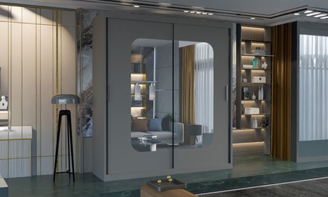 Marika Sliding Door Mirrored Wardrobe,White,180cm