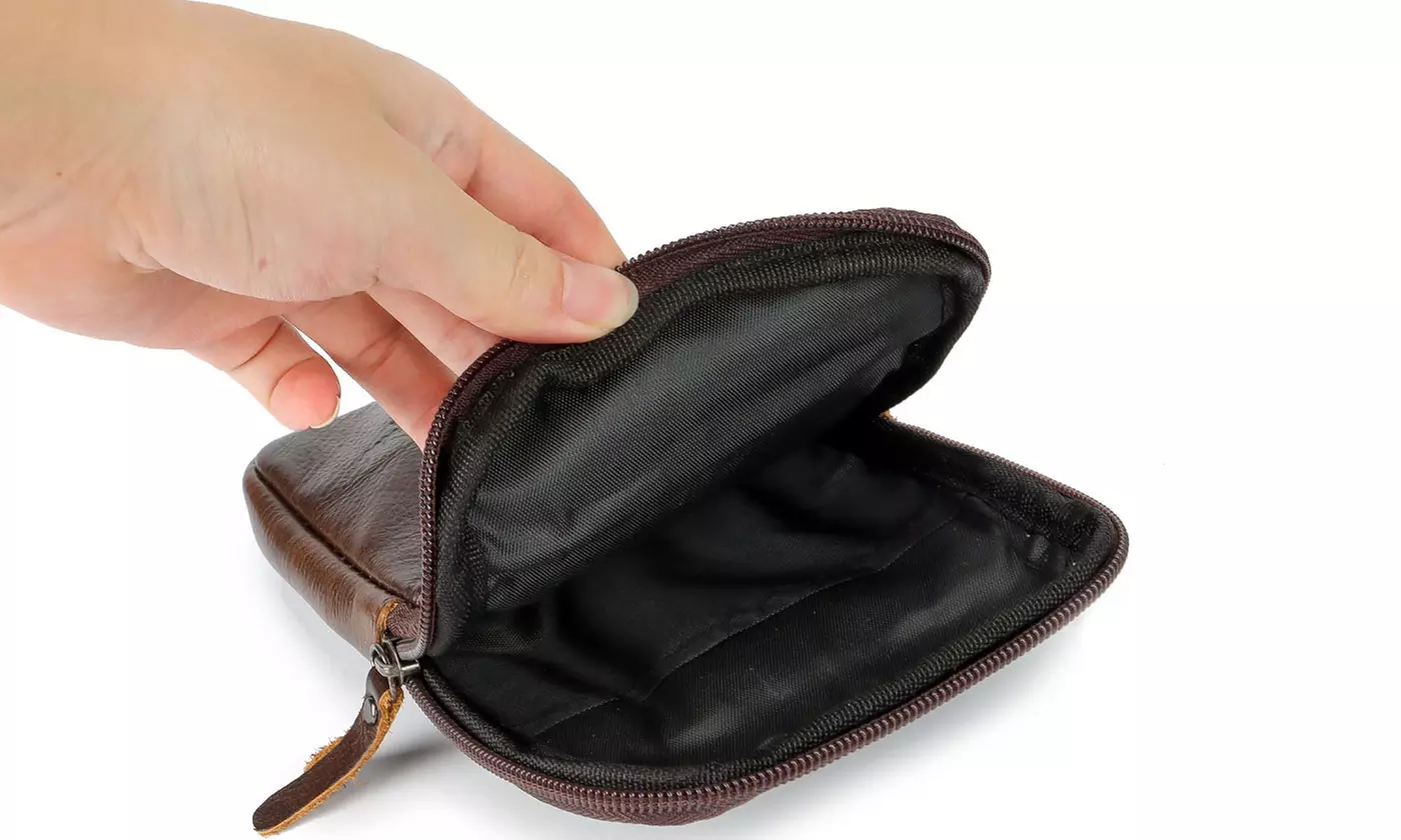 Mens Leather Phone Pouch Belt Bag Crossbody Waist Pack