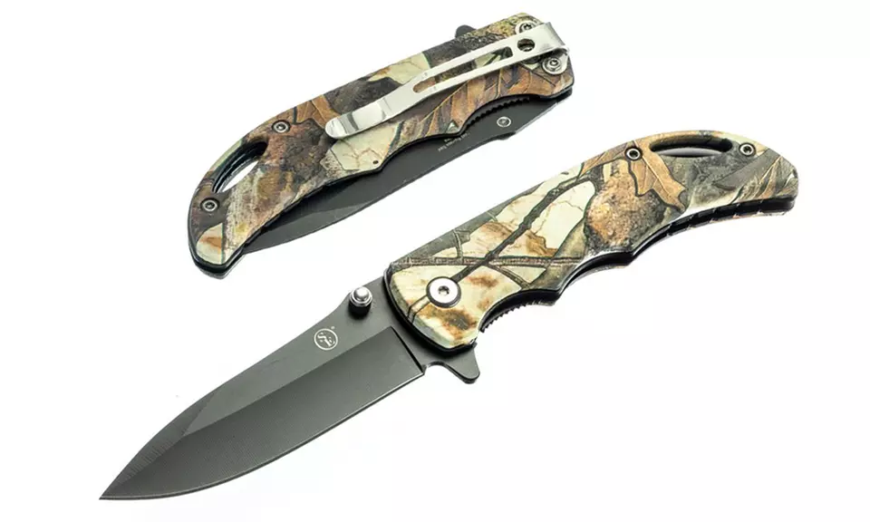 4" Pocket Knife Pocket Clip & Lanyard Hole, Spring Assisted, Drop Point Blade