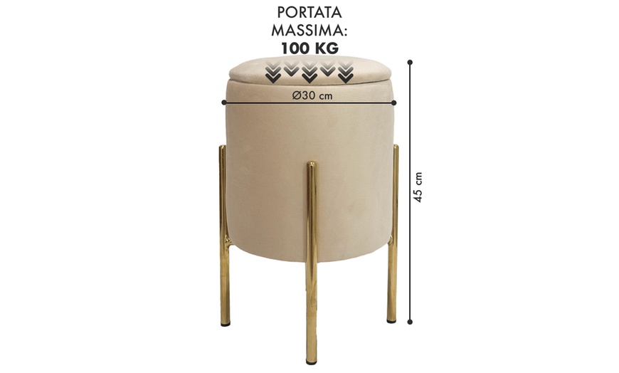 Image 11: Puf de terciopelo con espacio de almacenamiento 