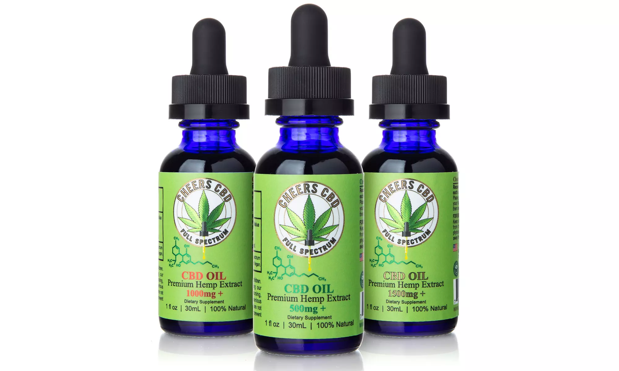 Full-Spectrum CBD + MCT Oil Tinctures from Cheers CBD (500mg–1500mg) - Primary Image