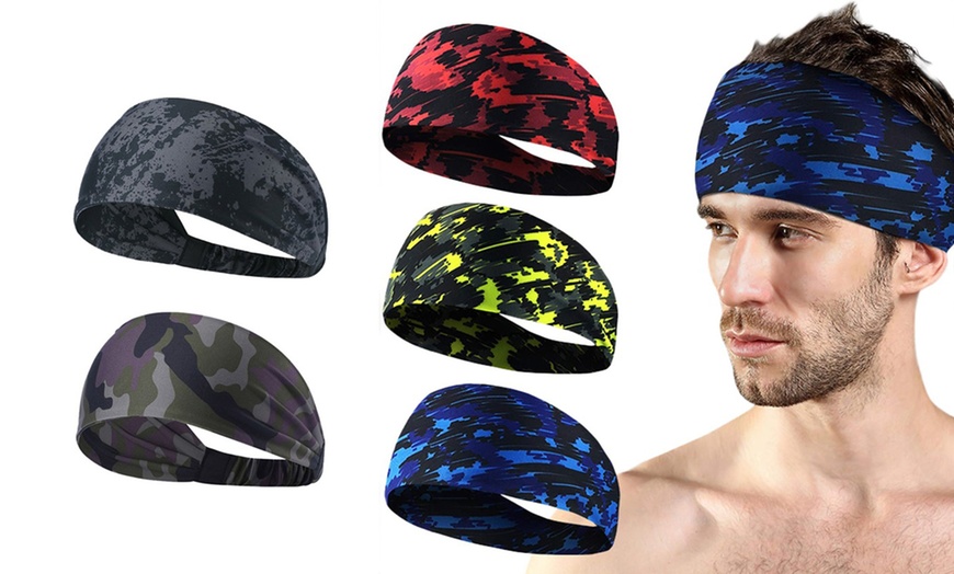 Image 1: Moisture Wicking Headband For Women Men Sweatband Sports Fitness Yoga Running