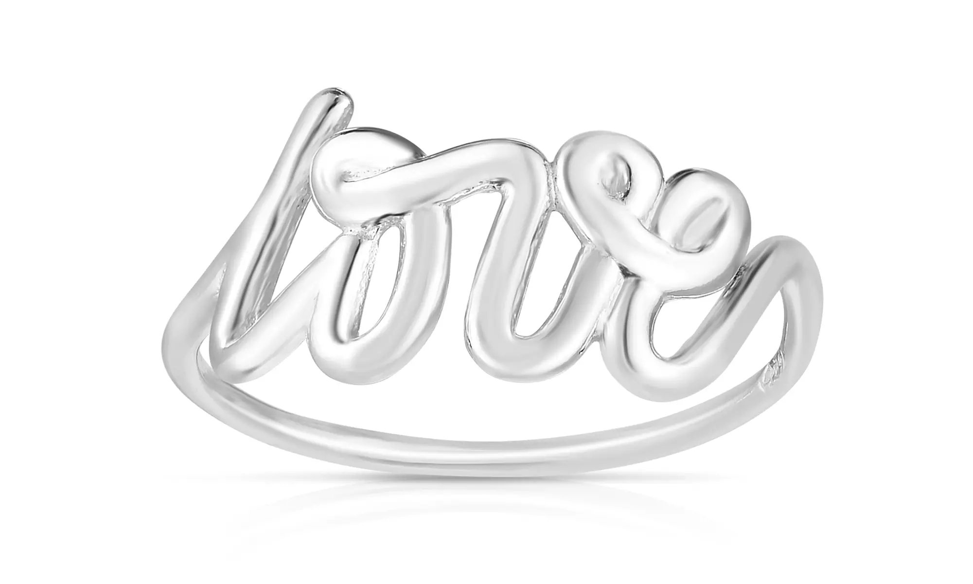 Italian 925 Sterling Silver Cursive Love Band