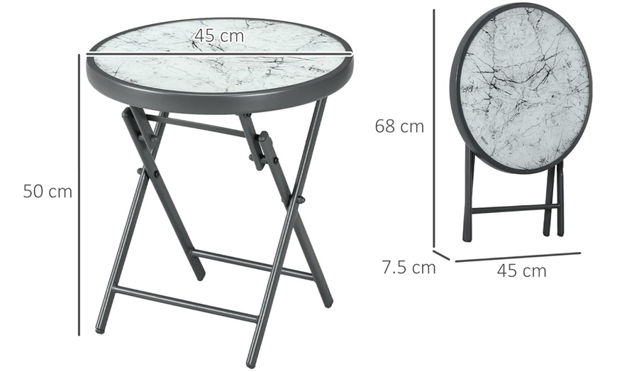 Image 7: Outsunny Compact Foldable Patio Side Table