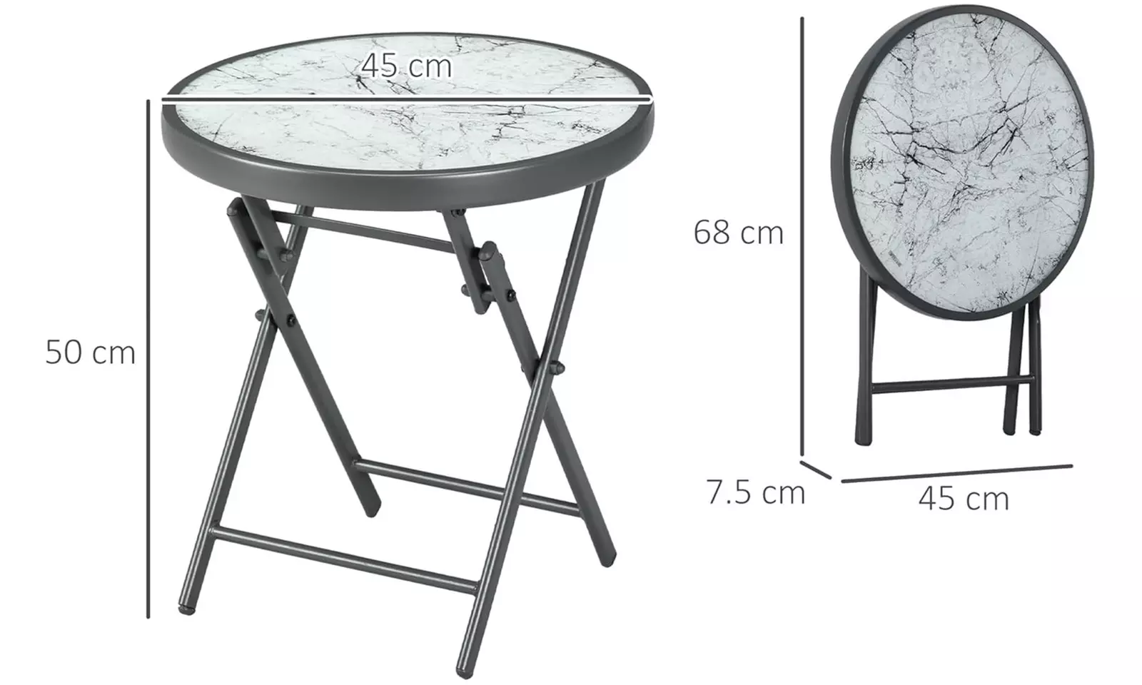 Outsunny Compact Foldable Patio Side Table