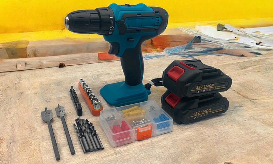 Image 5: Kit de herramientas de 100 piezas con taladro atornillador