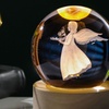 Image 3: 3D Engraved Crystal Ball Night Light with Solid Wood Base