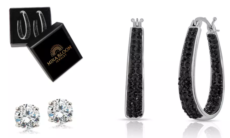 Inside Out Hoops With Free 2.00 CTTW Studs With Crystals From Swarovski 