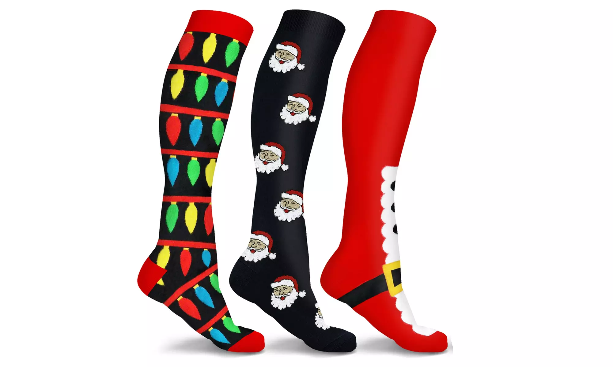 Holiday Fun Knee High Compression Socks - (3-Pairs)