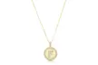 Crystal Round Disc Initial Pendant Necklace in 14K Gold Plated - Second Medium