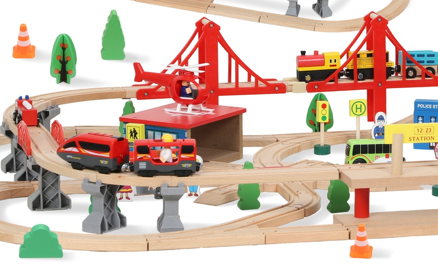 Image 5: AIYAPLAY Wooden Train Set, Mine-Themed or with Crane