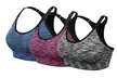 1-3 Pack Women Racerback Sports Bras Space Dye Seamless Stretchy Removable Pads - Second Medium