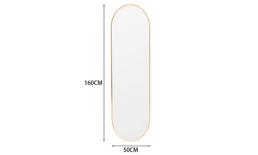 Image 2:  Oval Wall Mirror with Metal Frame 