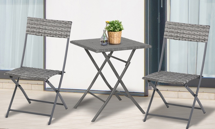 Image 5: Outsunny Rattan-Effect Bistro Set