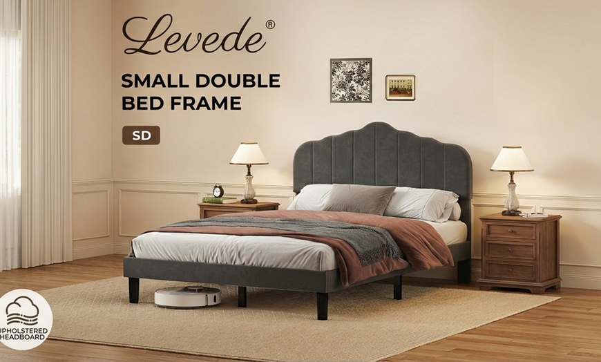 Image 2: Levede Minimalist Upholstered Bed Frame Collection