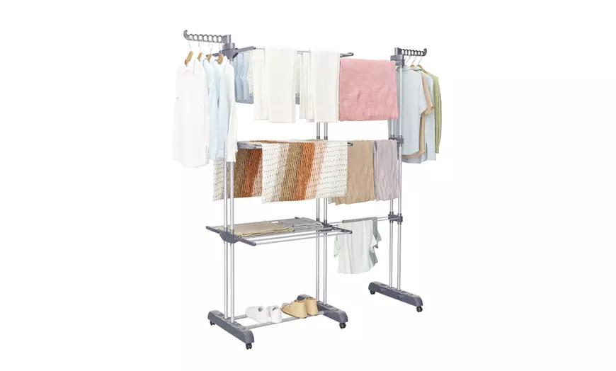 Image 6: Four-Tier Foldable Laundry Dryer Rack