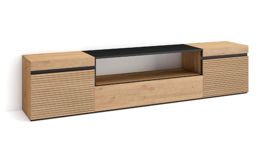 Image 14: Mueble para TV con acabado en roble y opción a chimenea eléctrica