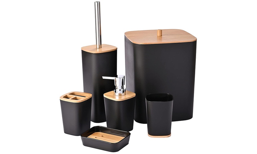 Image 3: 6er-Set Badezimmer-Accessoires mit Bambus