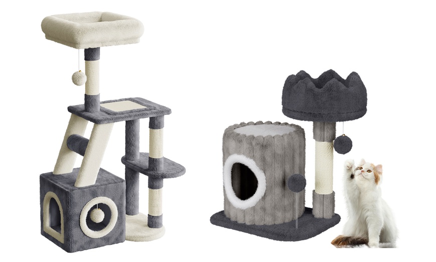 Image 2: 53cm/107cm Cat Tree Tower Indoor Cat Bed with Scratching Post