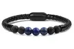 Men's Natural Healing Stone Leather Bracelet with Magnetic Closure - Second Medium
