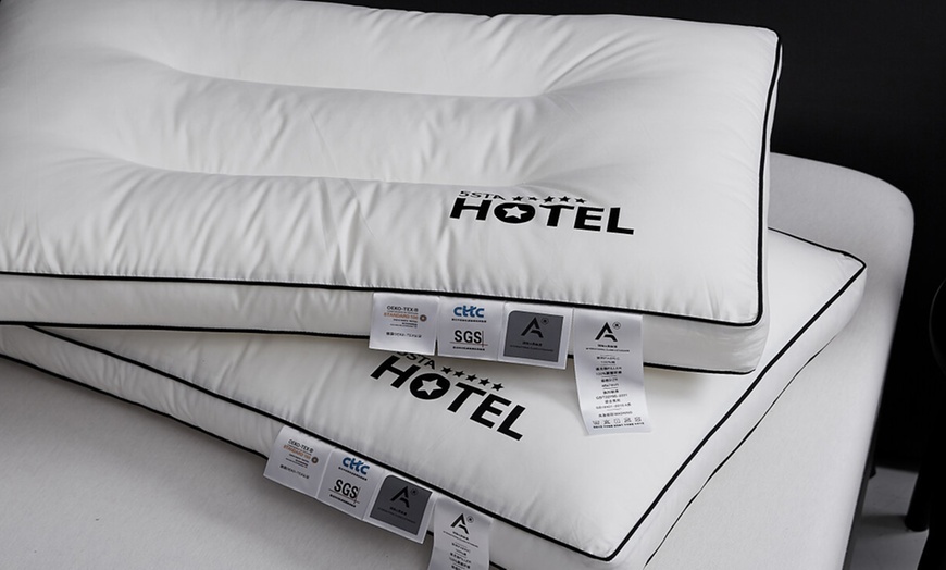 Image 10: 100% Cotton Five Star Hotel Pillow 2 Pack Set