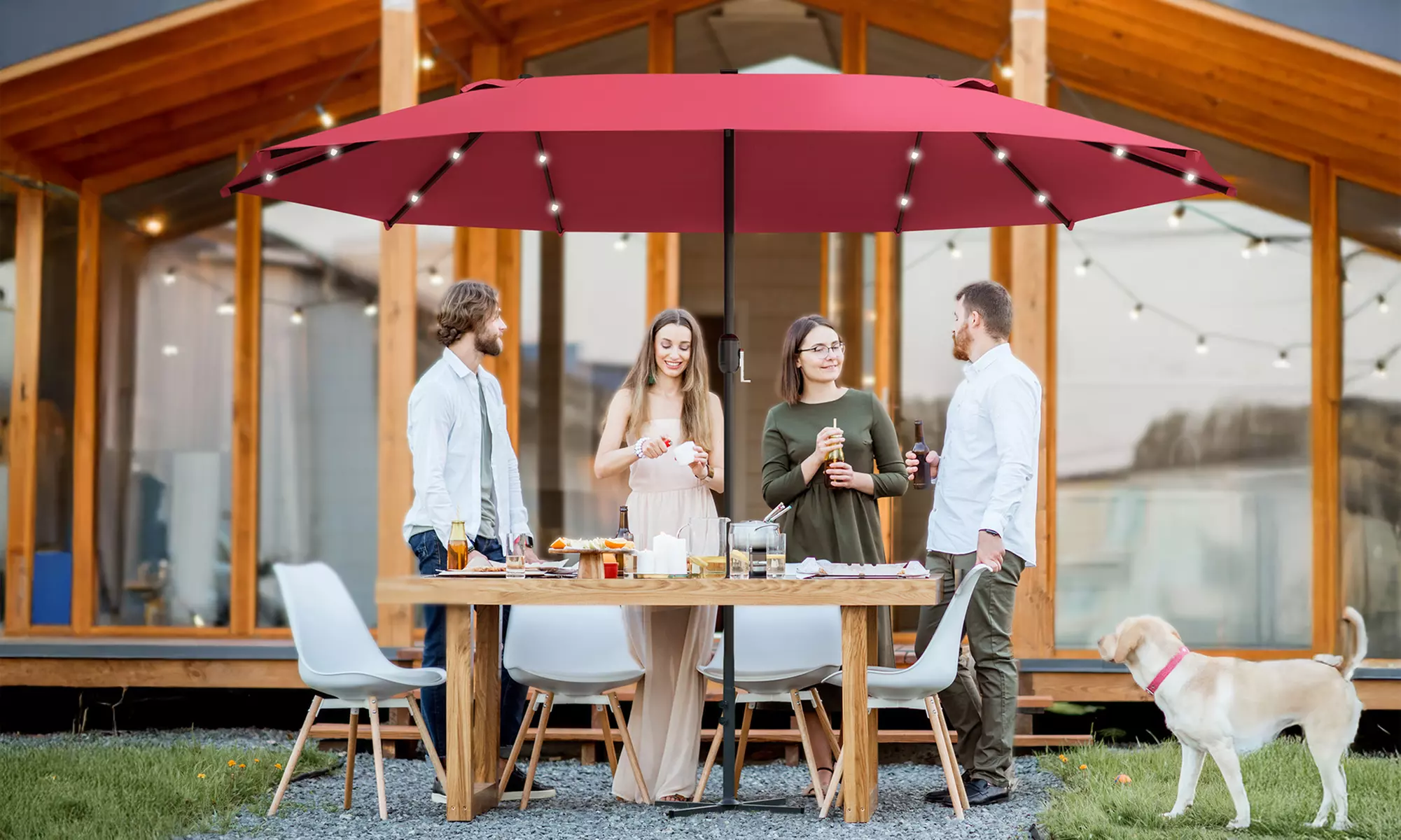 Outsunny 4.4m Double-Sided Sun Umbrella Garden Parasol