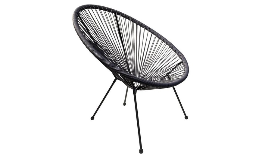 Image 7: 3-Piece String Egg Chair with Coffee Table Set 