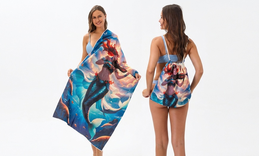 Image 4: 2-in-1 Convertible Beach Towel Backpack