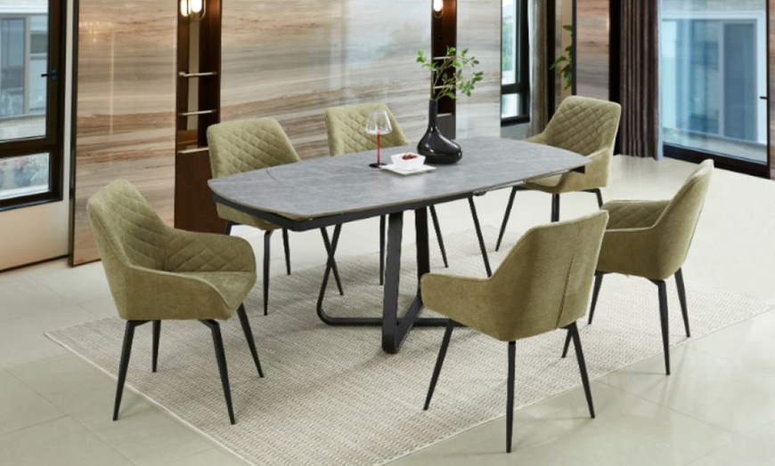 Image 5: DS Living Arden Ceramic Expandable Dining Room Table 