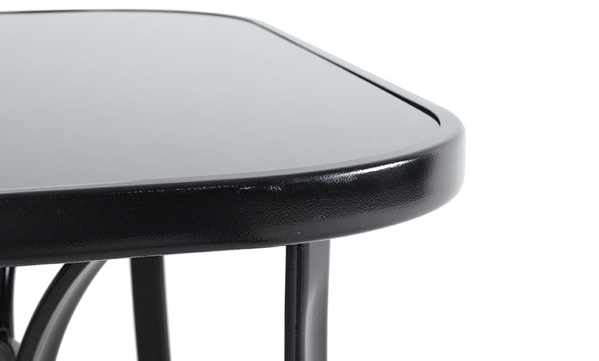 Image 17: Black Tempered Glass Coffee Table with Umbrella Hole 