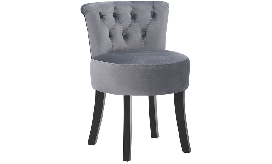 Image 2: Living And Home Velvet Tufted Dressing Table Stool