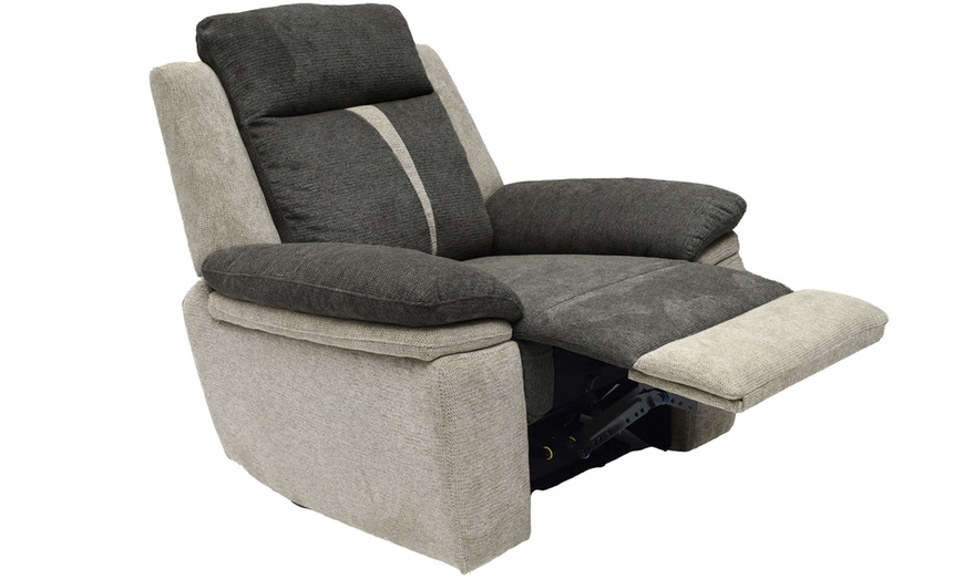 Image 3: Cologne Fabric Manual Recliner Sofa Set 