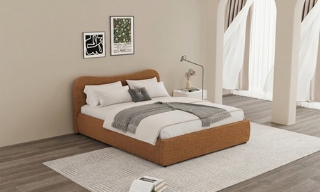 Kocoon Kocoon Lit coffre MILANO design arrondi en velours côtelé marron,160 x 200 cm, Brown