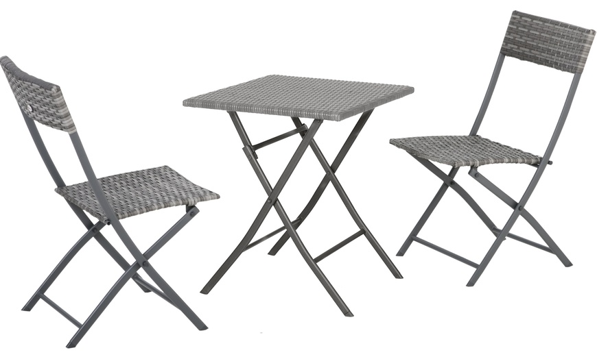 Image 2: Outsunny Rattan-Effect Bistro Set
