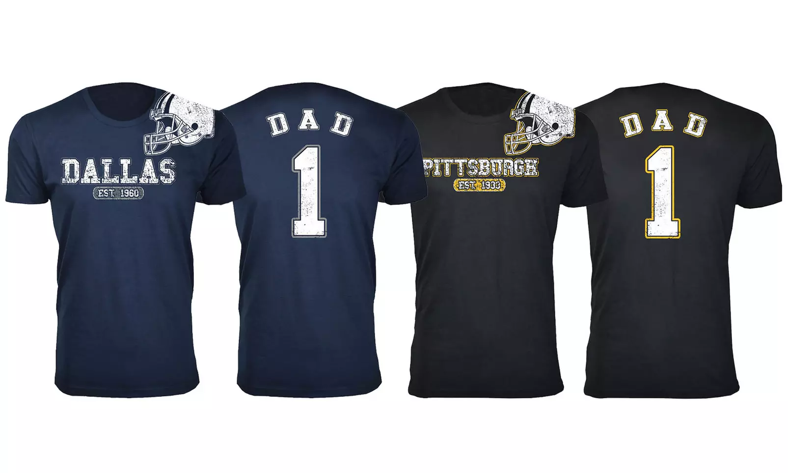 Men's Dad #1 Football Helmet T-Shirts (M-3XL) - Primary Image