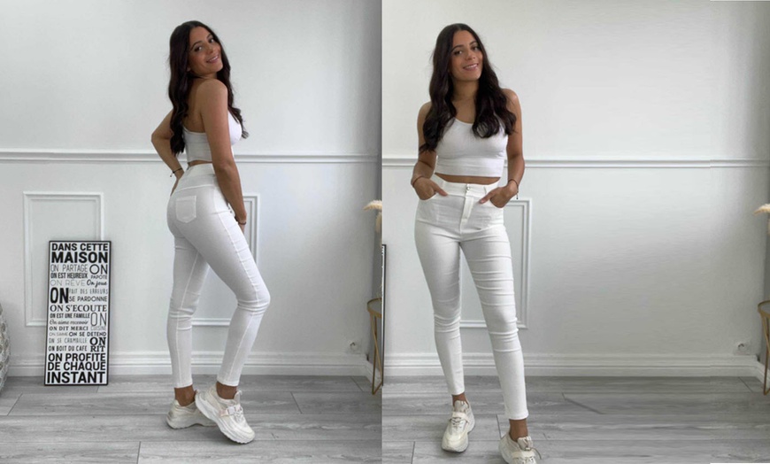 Image 3: Women's High Waist Stretch Fit Skinny Jeans