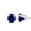 Image 2: 14k White Gold Plated Round 4mm Genuine Gemstone Blue Sapphire Stud Earrings