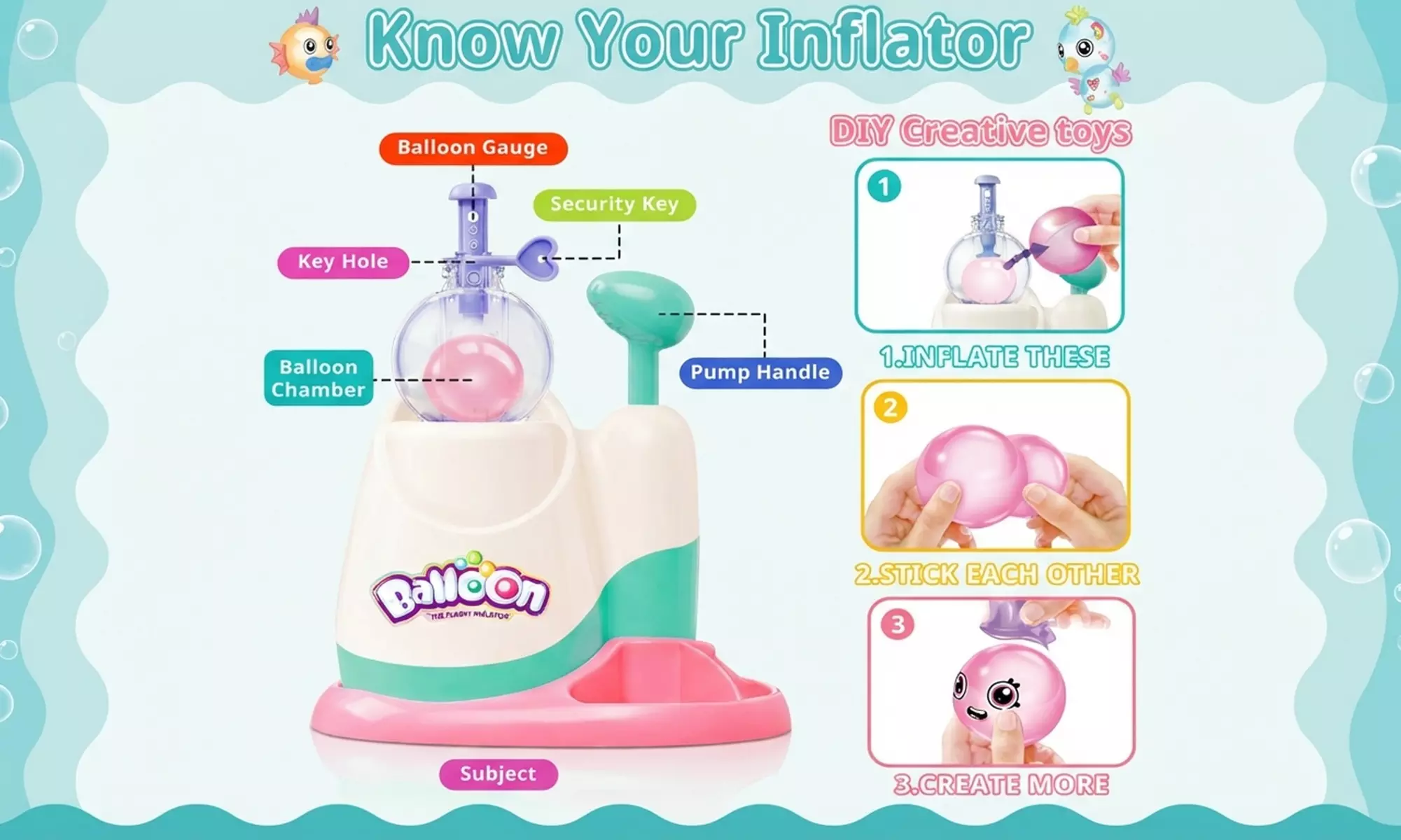 Kids DIY Balloon Animal Inflator Toy Set