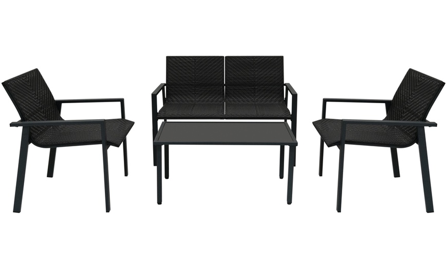 Image 2: Rattan-Effect Patio Furniture Set with Table 