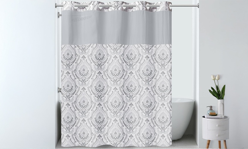 Image 13: Clearance Hookless Quick-Fit Shower Curtain