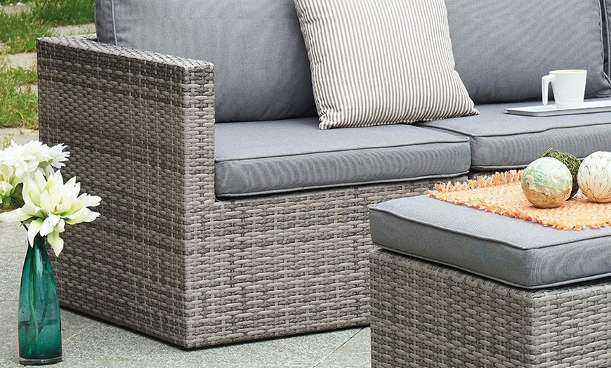 Image 2: Outdoor Rattan-Effect Sofa Set with Rain Cover